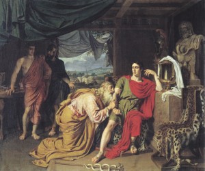 Priam supplia  Achille de  lui rendre le corps de son fils, Hector
